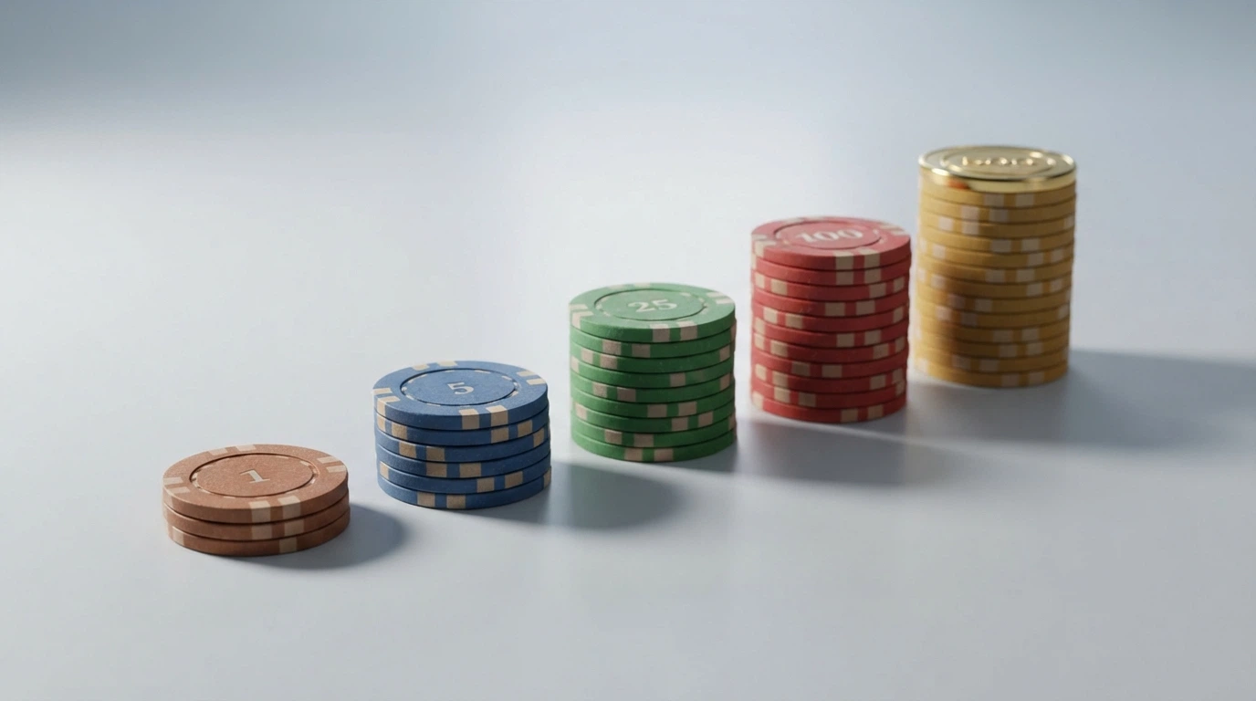 Una tabella comparativa stilizzata con dieci loghi di casinò ADM in colonna e accanto a ciascuno una barra colorata che rappresenta il deposito minimo, dal più basso al più alto