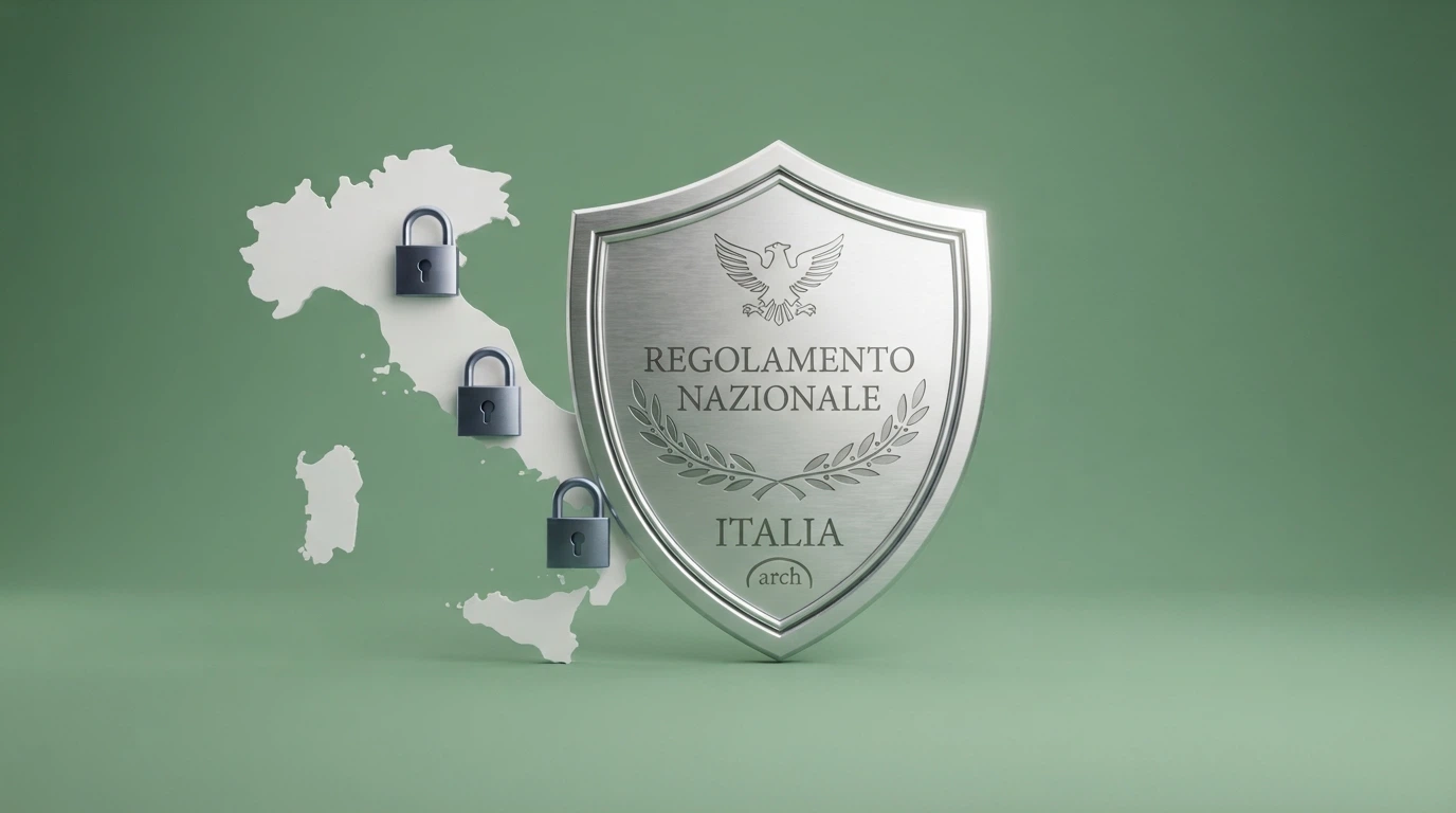 Il logo ufficiale dell'Agenzia delle Dogane e dei Monopoli (ADM) accanto a una mappa dell'Italia con lucchetti sovrapposti ai domini bloccati