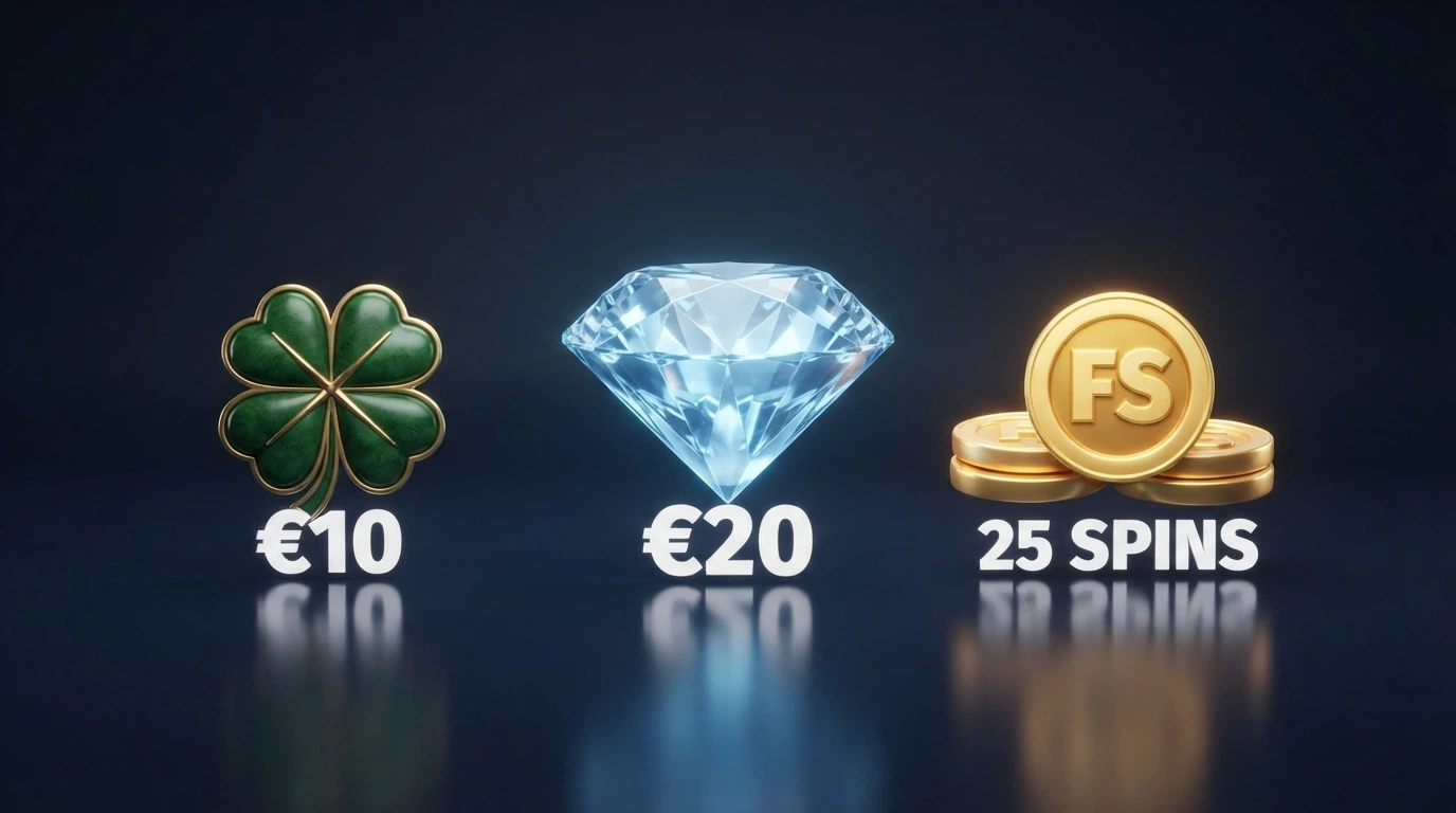 I simboli del bonus crab — diamante, trifoglio, giri gratuiti — disposti sopra una claw machine illuminata con i rispettivi valori in euro