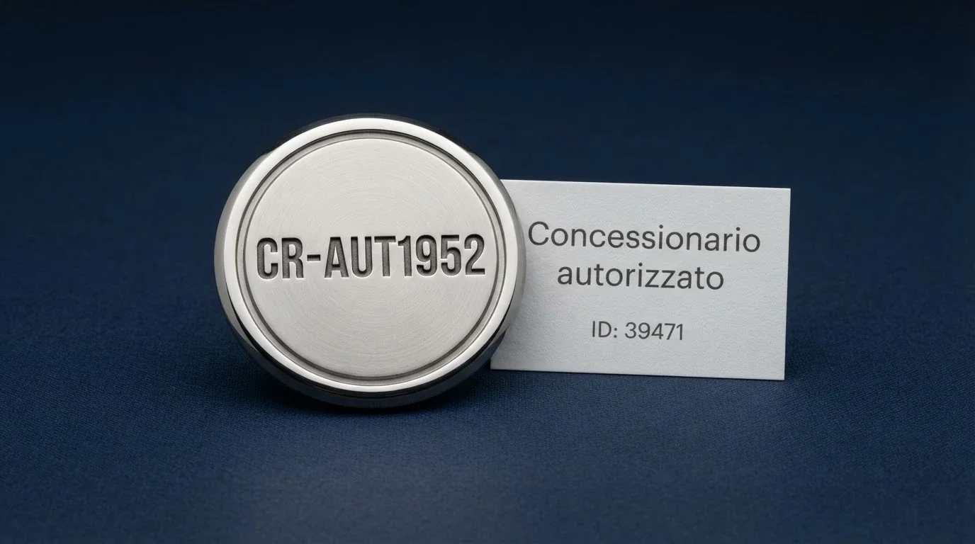 Primo piano del logo ADM e del numero di concessione accanto alla dicitura «Concessionario autorizzato» su sfondo istituzionale