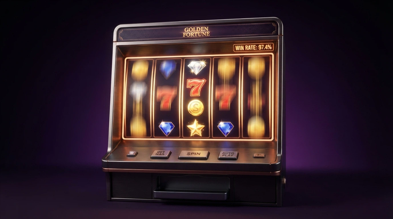 Una slot machine digitale a tema Bitcoin con rulli dorati, simboli crypto e il valore RTP in evidenza nell'angolo dello schermo