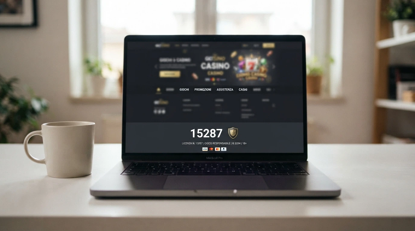 Primo piano del footer di un sito di casinò online con il numero di concessione ADM e il logo ADM evidenziati